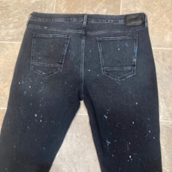 HUDSON | Zack Skinny Stretch Jeans Black Paint Splatter Distressed Denim Sz 42 - Picture 5 of 14